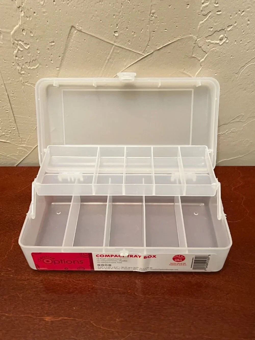 NWT Creative Options Compact Tray Box 10 Fixed Compartments Craft Organizer